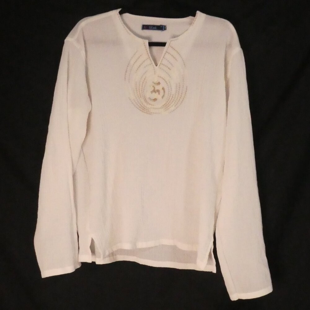 SLOK | xxl | Textured Long Sleeve African Shirt | Embroidered Front Detail